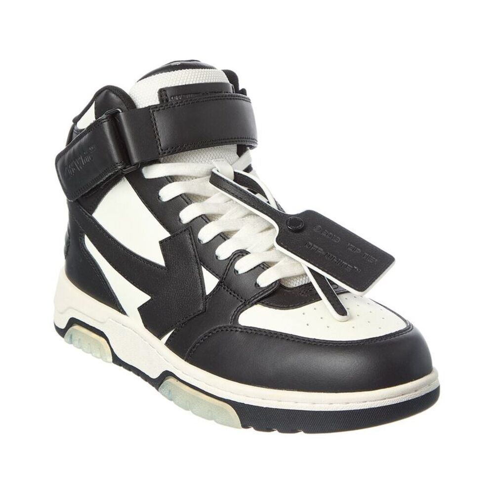 Off-White™ Out Of Office Leather Mid-Top Sneaker, Black